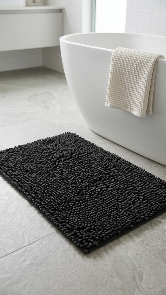 Alfombra Microfibra Pelo Largo 40 X 60 Cm Gris Oscuro