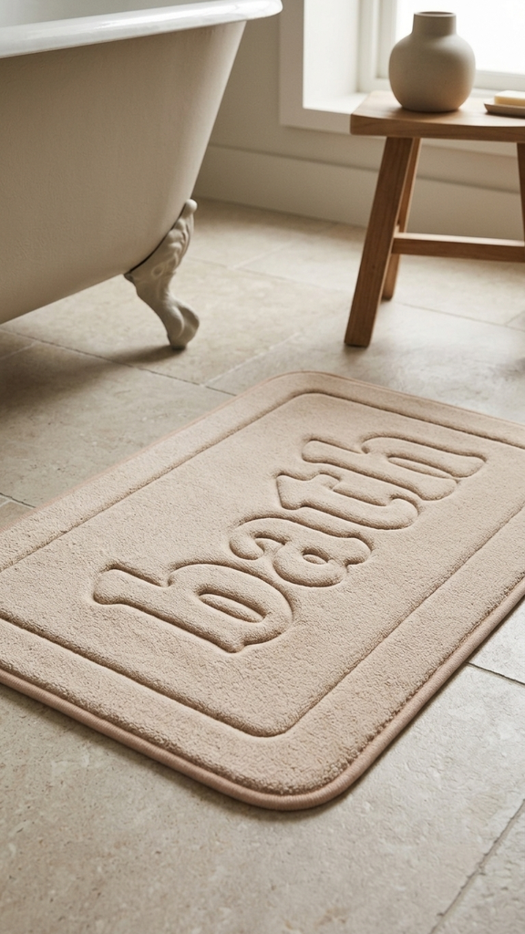 Alfombra De Baño "Bath" Beige Memory Foam 40X60Cm Con Base Pvc Antideslizante