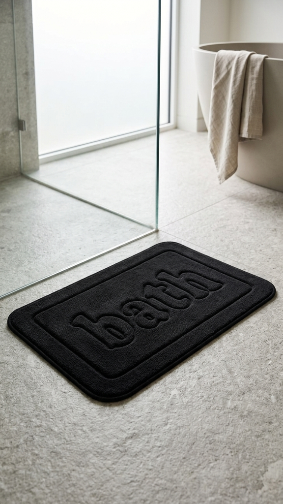 Alfombra De Baño "Bath" Negro Memory Foam 40X60Cm Con Base Pvc Antideslizante
