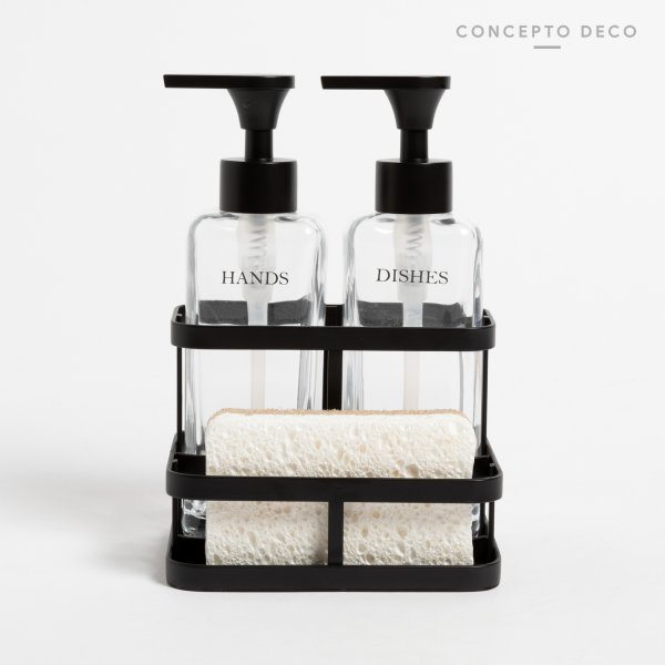 Set Dishes/Hands Con Esponja Negro 19,5X6Cm