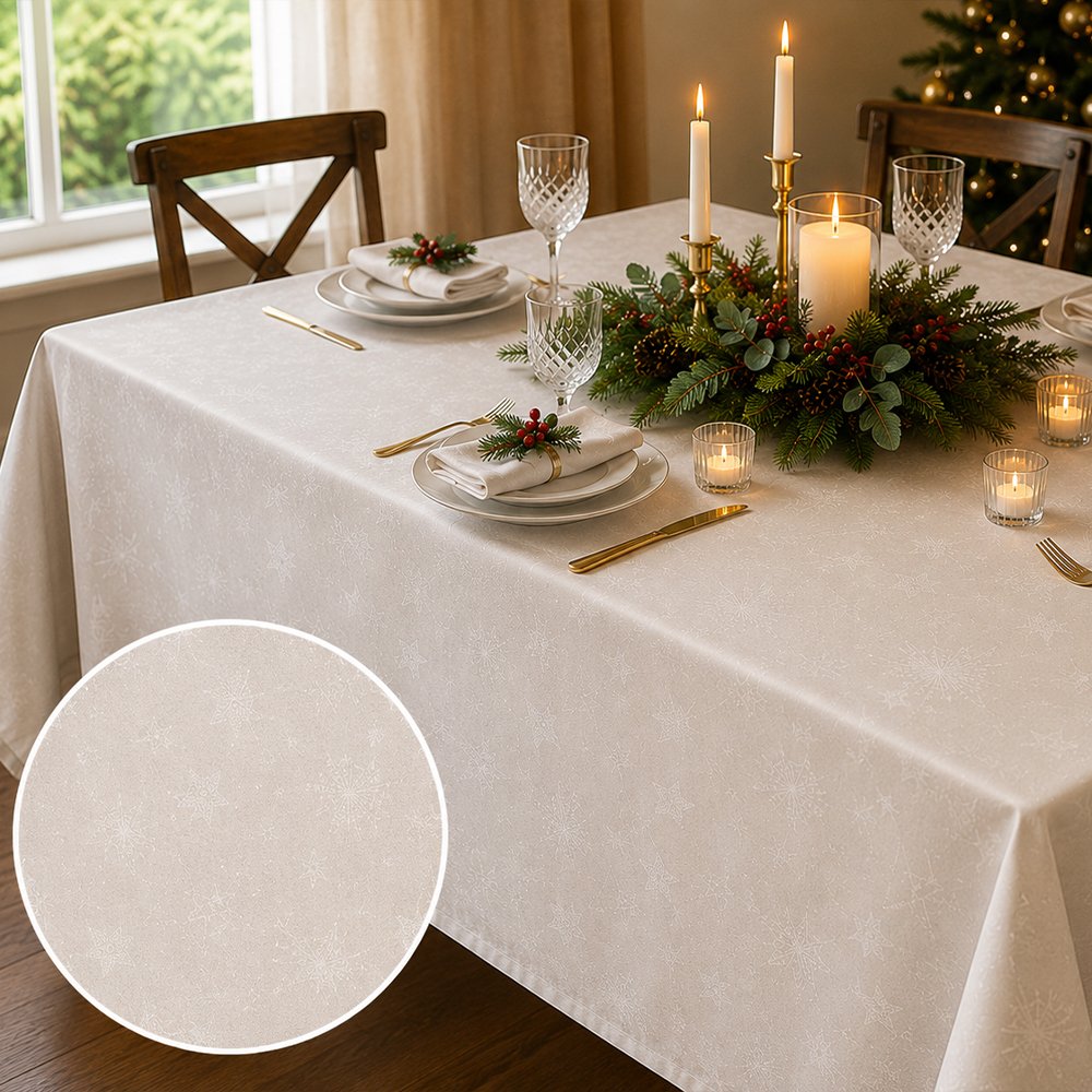 [257065] Mantel Con Estrellas Natural 150X180Cm