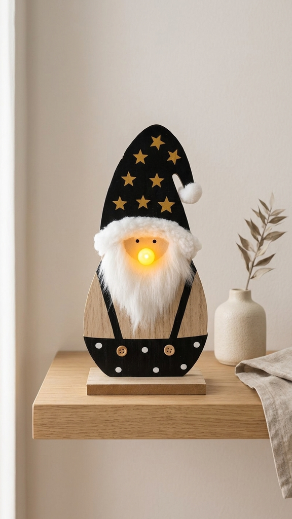 [257106] Papá Noel Con Barba Peluda Y Nariz Con Luz 12X24Cm A Batería