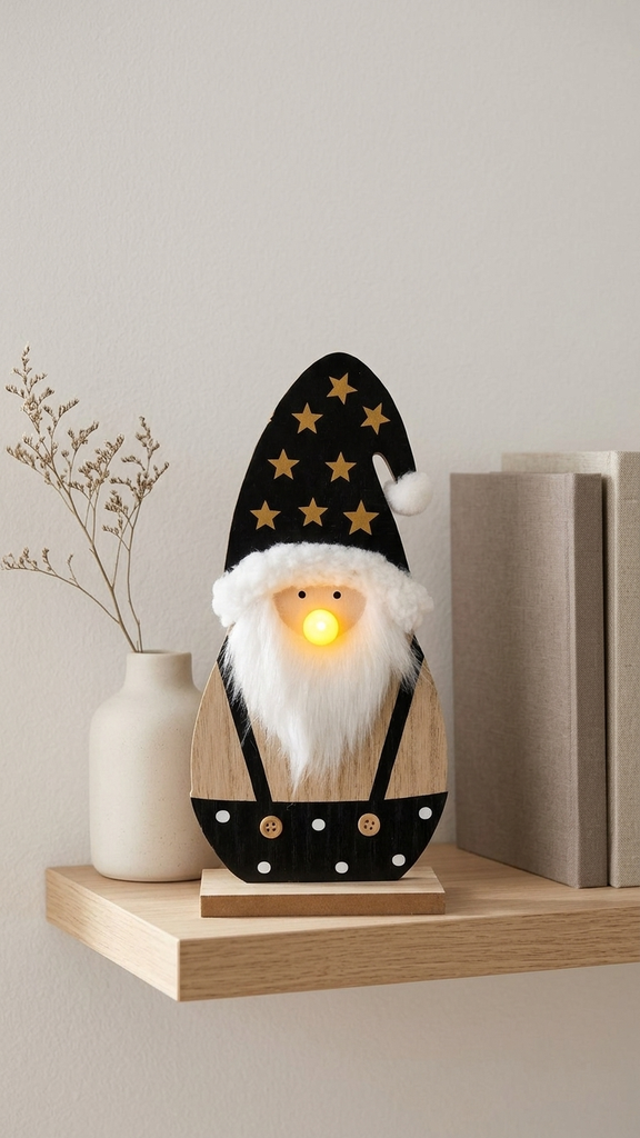 [257107] Papá Noel Con Barba Peluda Y Nariz Con Luz 14,5X30Cm A Batería