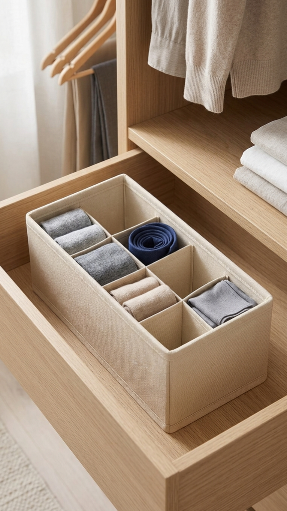 [256705] Caja Organizadora De 8 Espacios Beige 28X14X9Cm