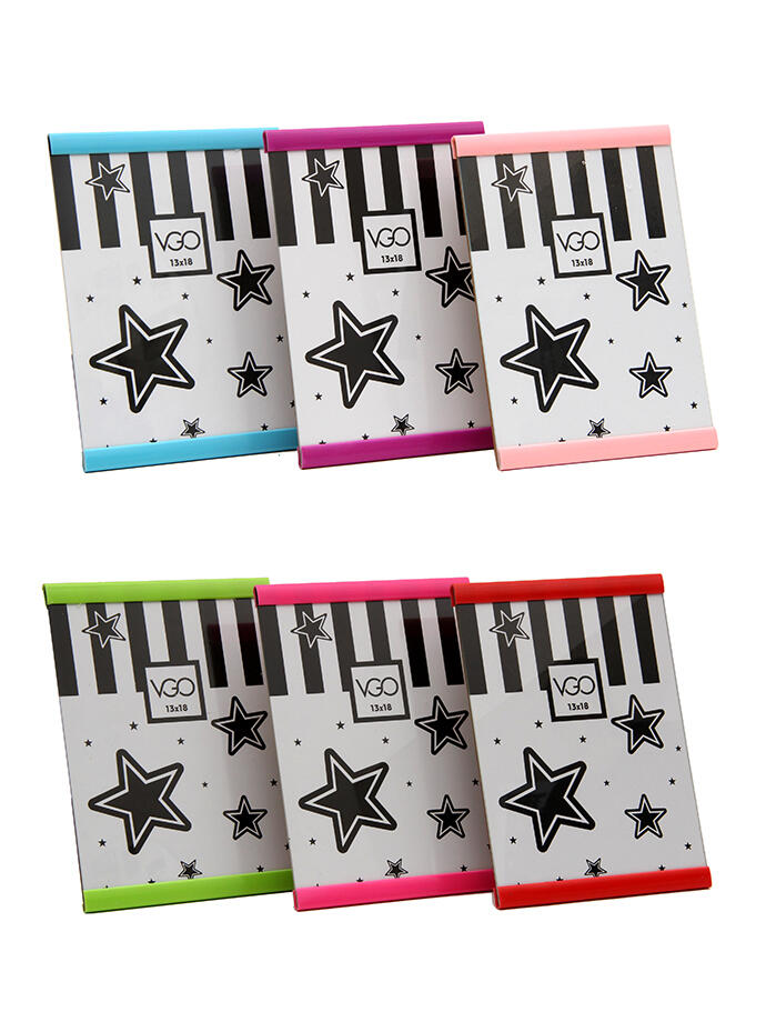 [141003] Portaretrato 15 x 21 con 2 barras chatas de plastico colores celeste - fucsia - rojo - rosa- verde - vit.6