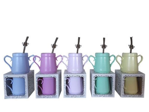 Mate Doble Assita Con Bombilla Salmon