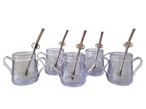 Mate Asa Gliter Con Bombilla Dije Translucido