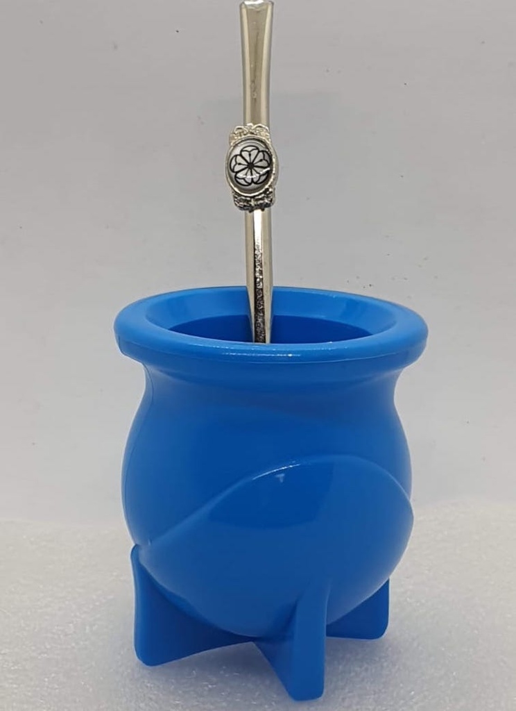 Mate Pastelito Con Bombilla Celeste