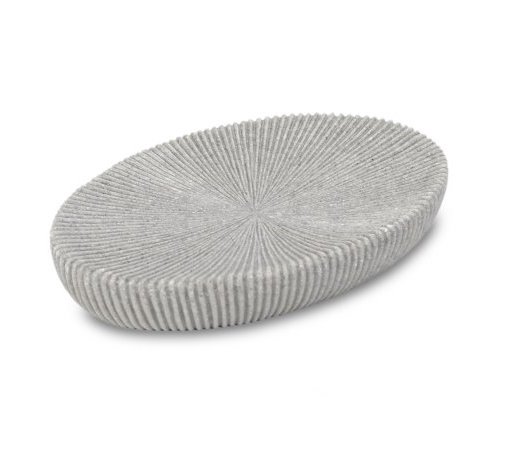 [1650773] Jabonera Pie Lineas Verticales Gris 14X2Cm