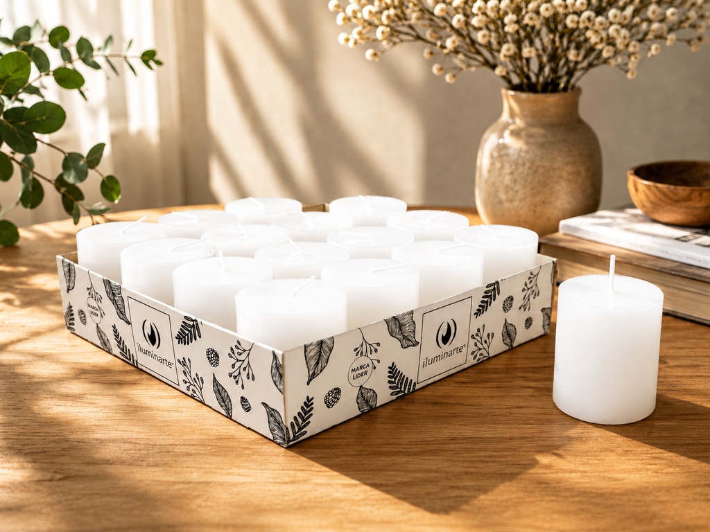 Vela Votivo Souvenir Pack X 16 Blanco Iluminarte