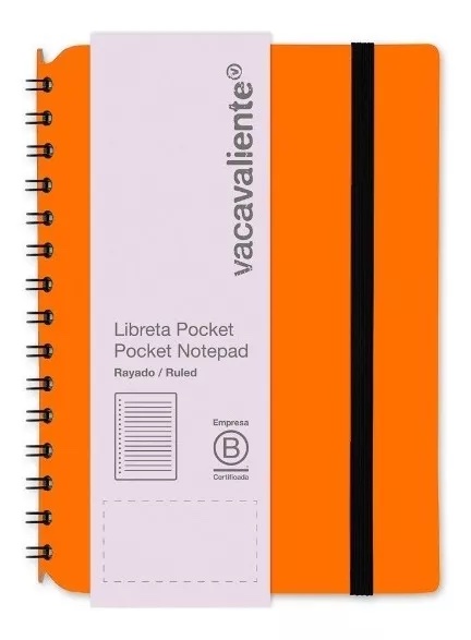 [19627] Libreta Simple Pocket Rayada Naranja 80 Hojas Rayado 80 G 10 X 15 Cm