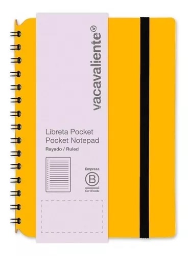 [19634] Libreta Simple Pocket Rayada Amarillo 80 Hojas Rayado 80 G