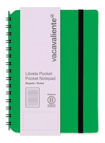 [19640] Libreta Simple Pocket Rayada Verde 80 Hojas Rayado 80 G 10 X 15 Cm