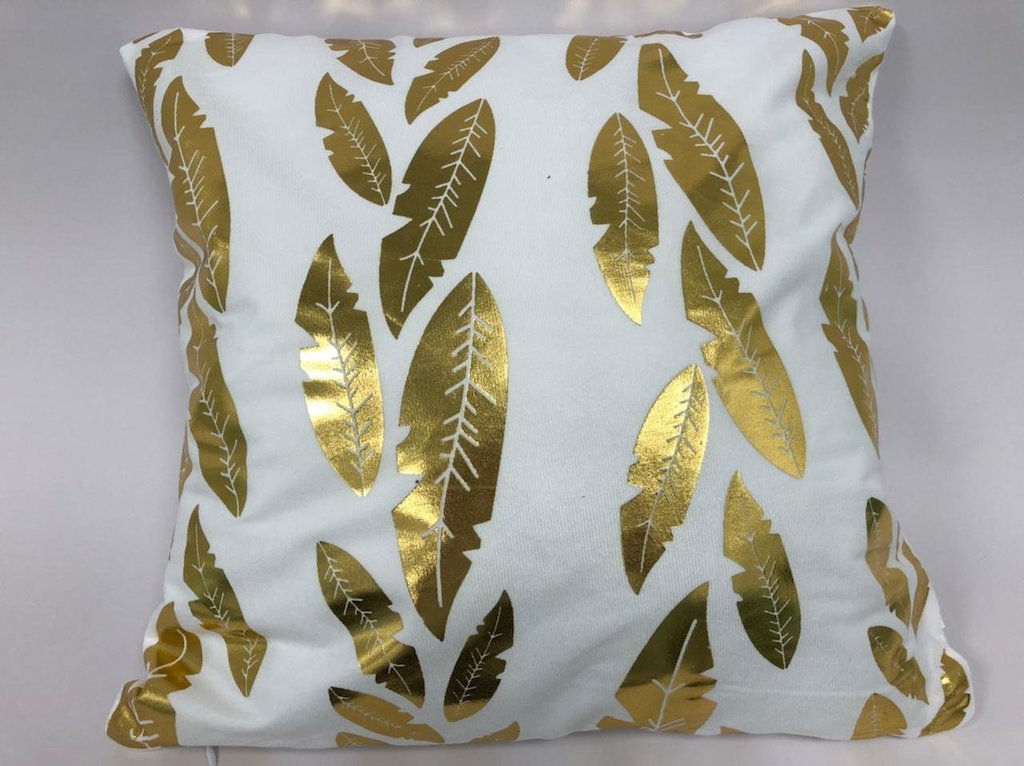 [3800042] Funda Almohadon Hojitas Negro Con Dorado