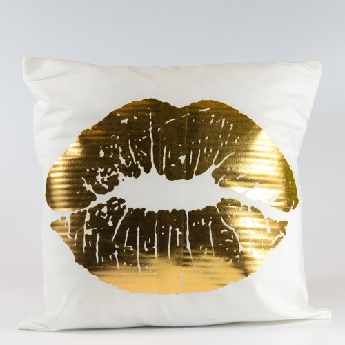 FUNDA ALMOHADON LABIOS GOLD  43 X 43