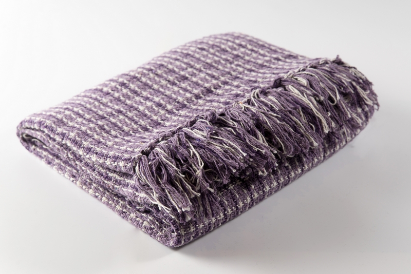Manta A Cuadro Algodón Lila 125 X 150