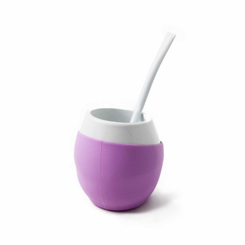 Mate Acriselfie Silicona Violeta C/Bombilla