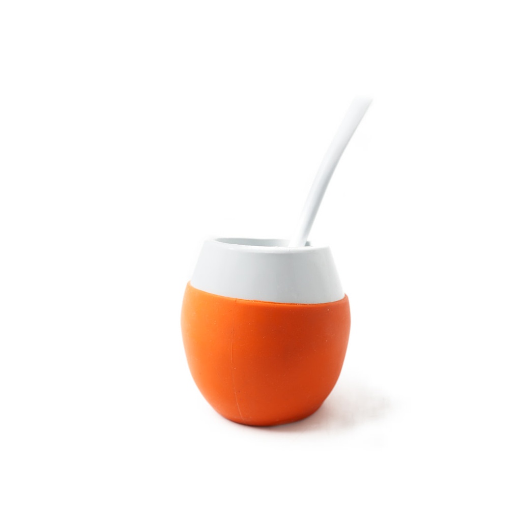 Mate Acriselfie Silicona Naranja C/Bombilla