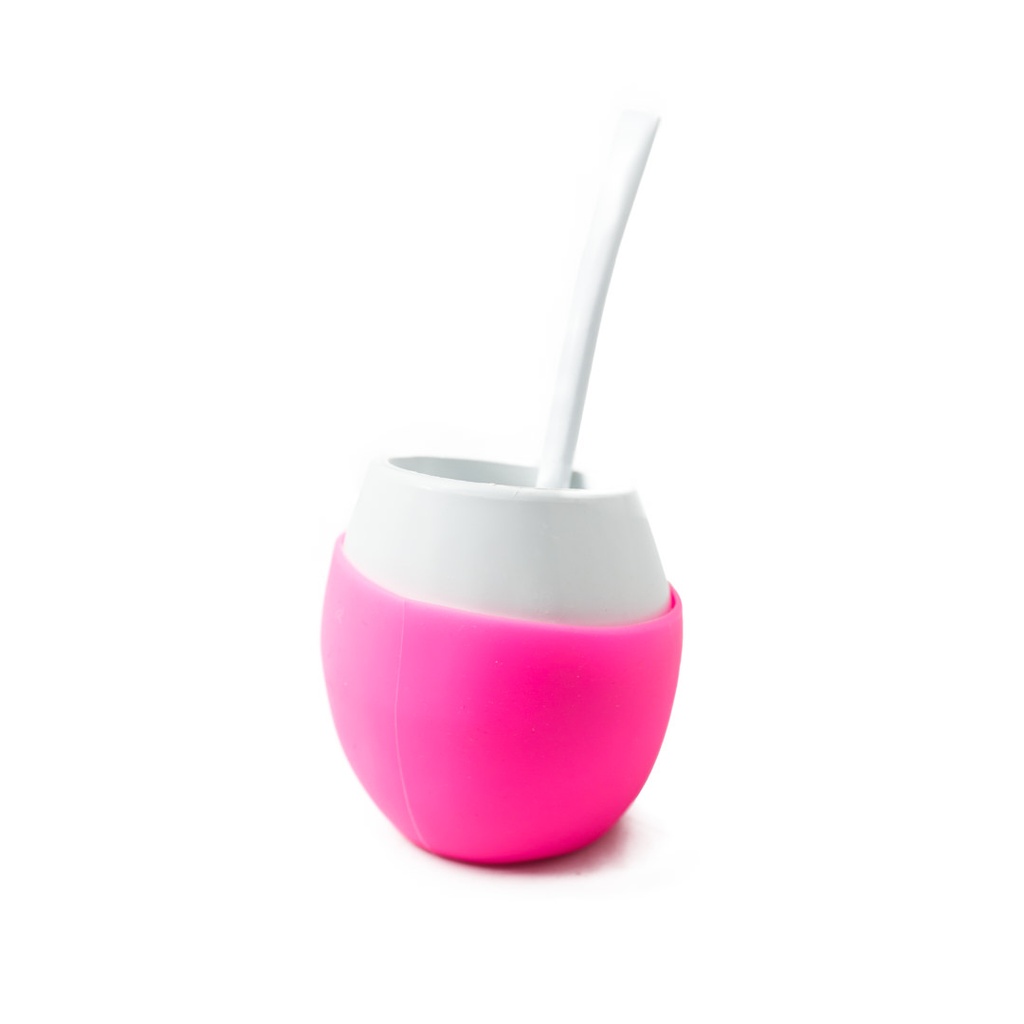 Mate Acriselfie Silicona Fucsia C/Bombilla