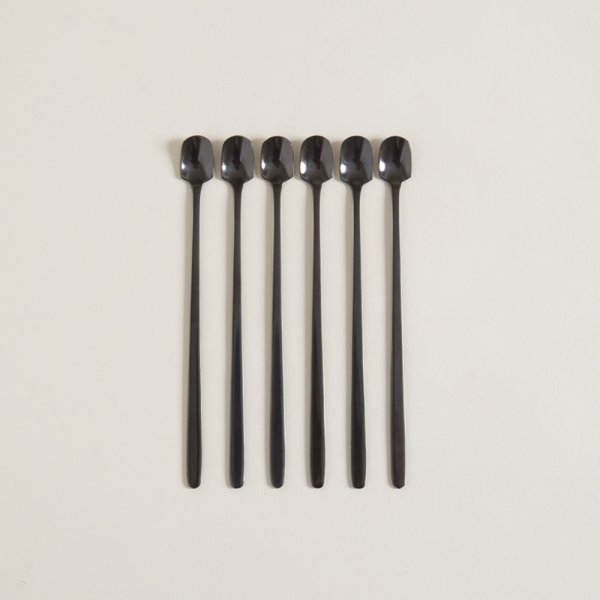 [4110049] Set X 6 Cucharas De Acero Negro Diseño Pala 17Cm