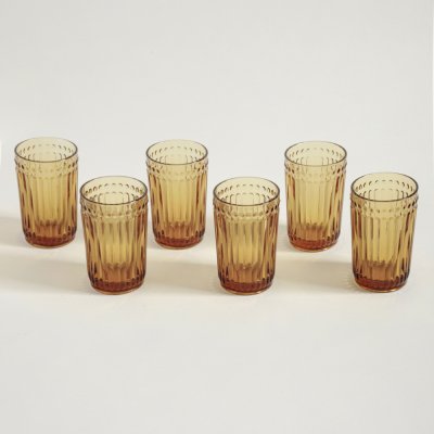 [4111] Set X 6 Vasos Alto De Vidrio Ambar Linea Cardiff