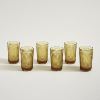 [4112] Set X 6 Vasos Altos De Vidrio Ambar Linea Londres