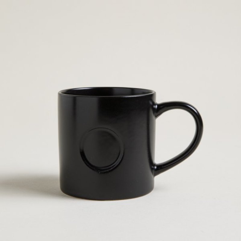 MUG DE CERAMICA NEGRO CIRCULO 9X10CM