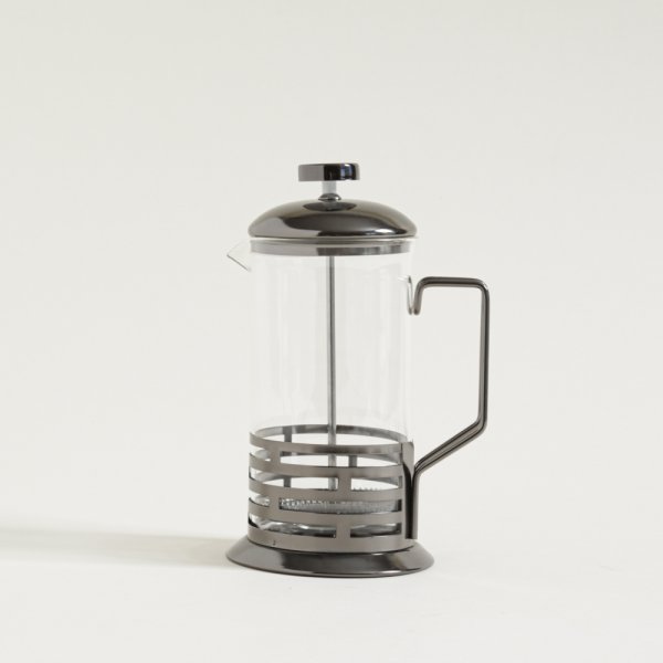 [411716] Cafetera Con Embolo Rayas Verticales Negro Brillan