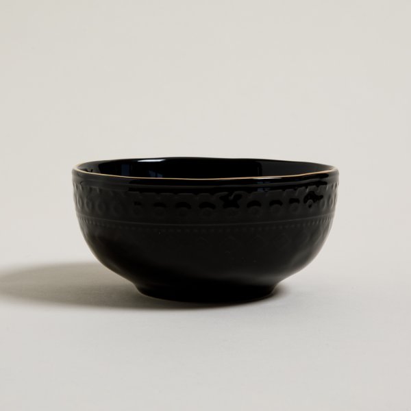 BOWL MONTERREY BLACK BORDE DORADO 15X7 CM