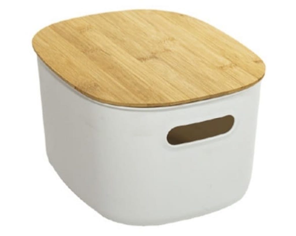 CAJA OVAL CON TAPA DE BAMBU L ESTOCOLMO GREY 38,5 X 29 X 22,5