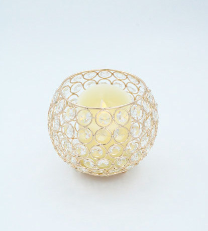 CRYSTAL CANDEL DECO 15 X 12CM. FRENCH GOLD