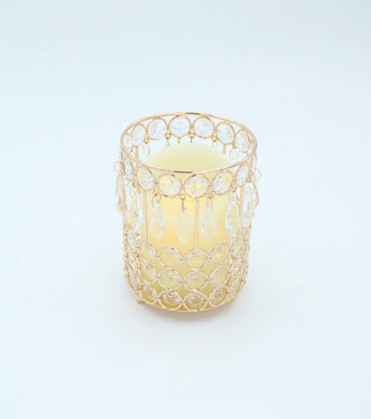 CRYSTAL CANDEL 10X 14 CM. FRENCH GOLD