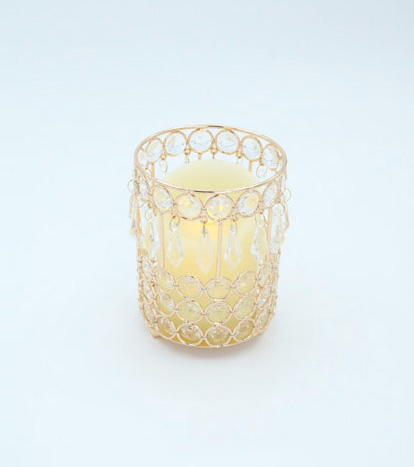 CRYSTAL CANDEL 10X 14 CM. FRENCH GOLD