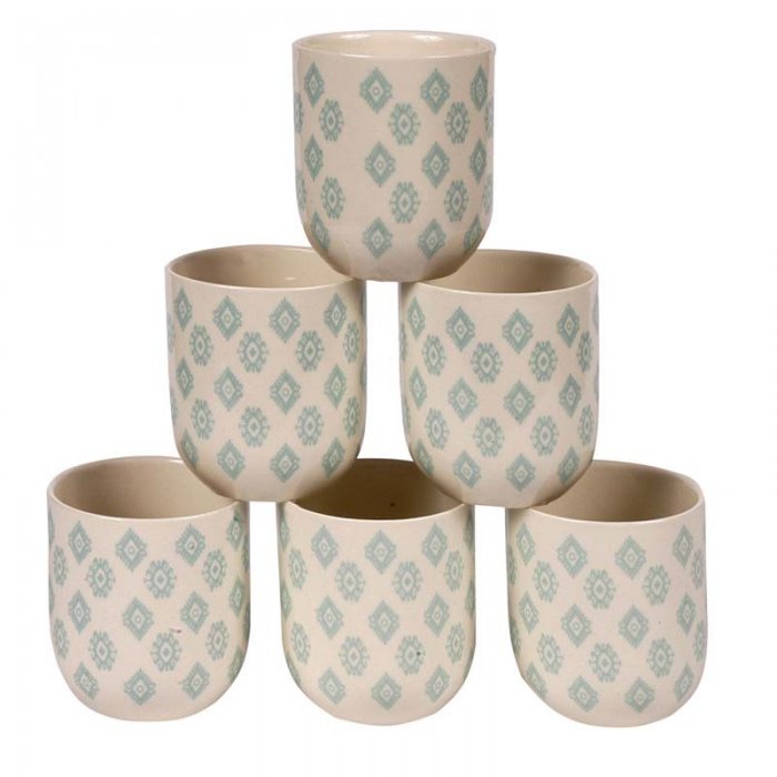 CUENCO SET X 6 PORCELANA ROMBOS