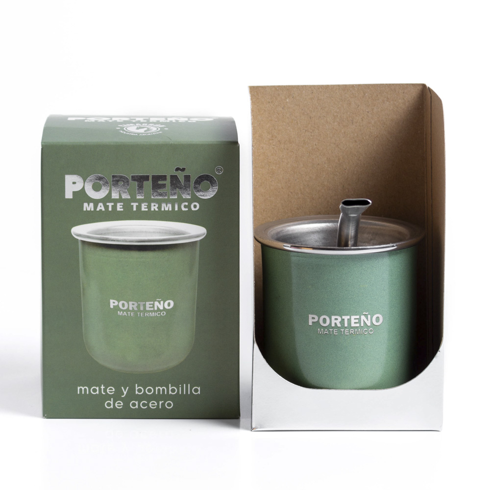 MATE PORTEÑO ACERO INOXIDABLE OLIVA