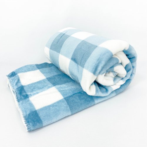 [380166] Manta Polar Con Cordero 130 X 160 Cuadrille Celeste