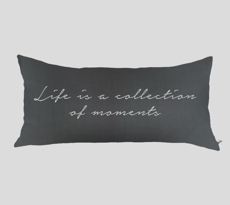 FUNDA DE ALMOHADON LIFE IS... GRIS 60 X 30 CM -