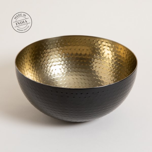 BOWL DE ACERO INOX BLACK & GOLDEN NISHA 30X14 CM