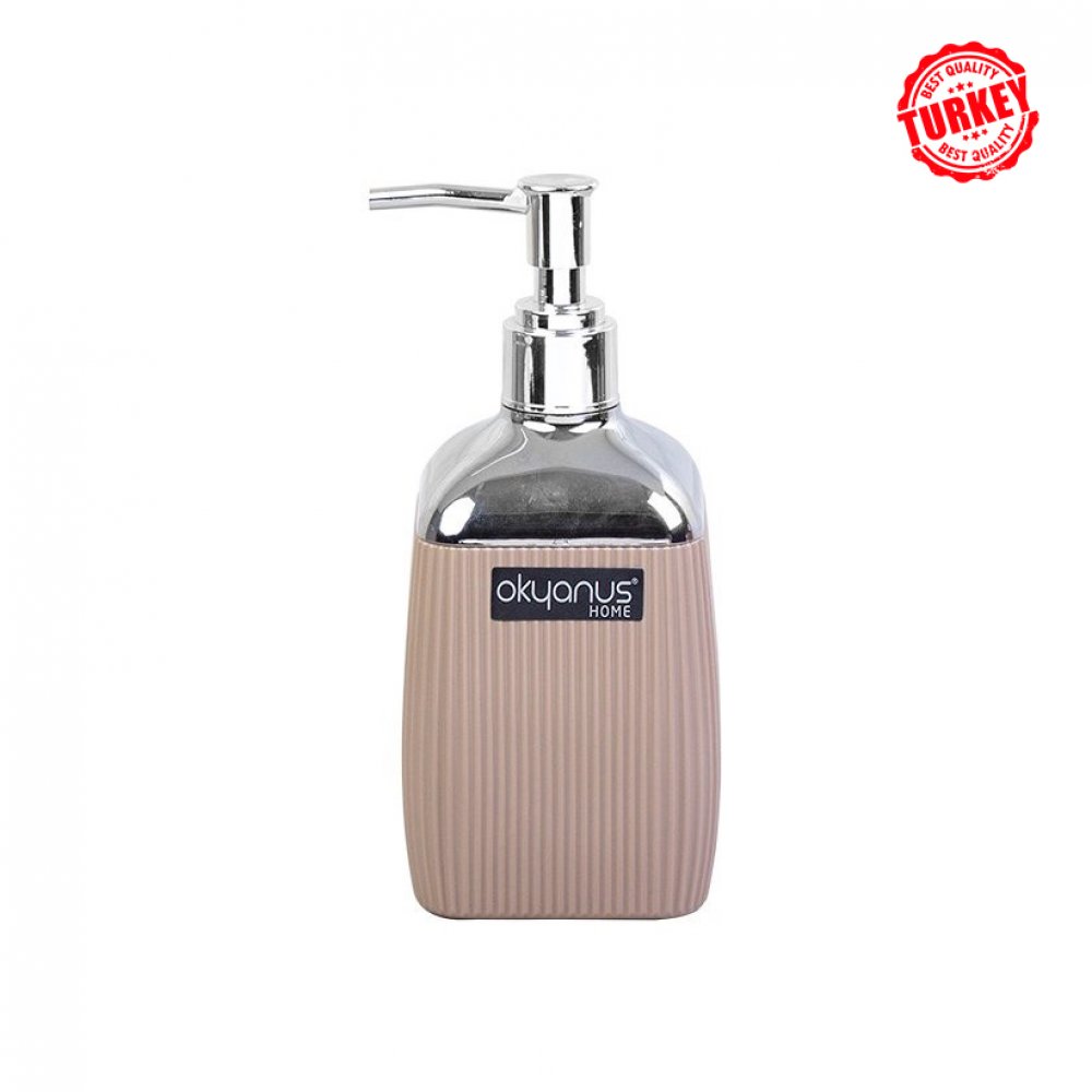 DISPENSER JABON LIQUIDO CUADR RAYADO BEIGE