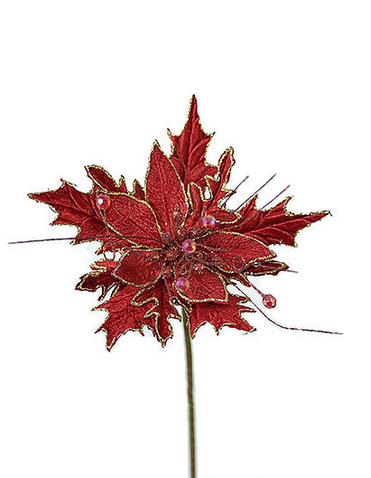 POINSETTIA STEM 51 CM. RED GOLD