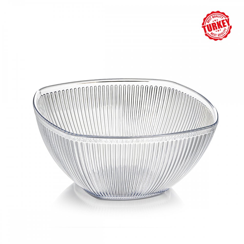 [256217] Ensaladera Cuadrada Rayada Acrilico Transparente 1.5 Lt