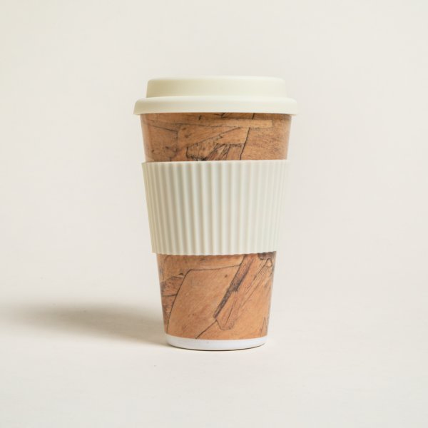 [4110429] Mug De Fibra De Bamboo Cork Tapa Silicona Cream 40