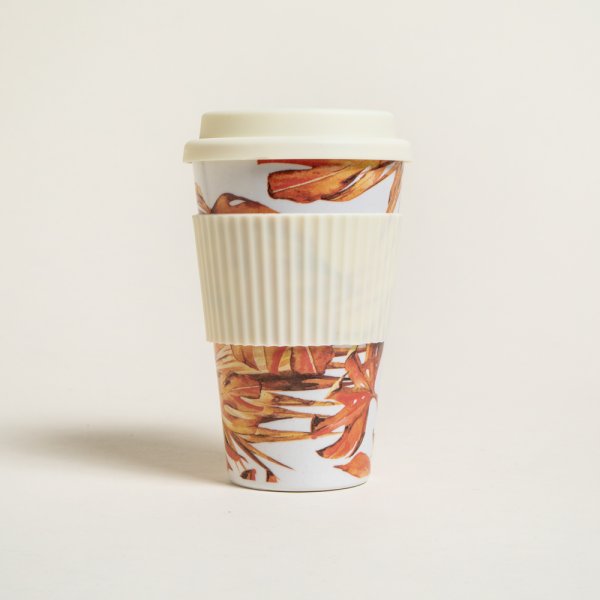 MUG DE FIBRA DE BAMBOO GARDEN TAPA SILICONA CREAM