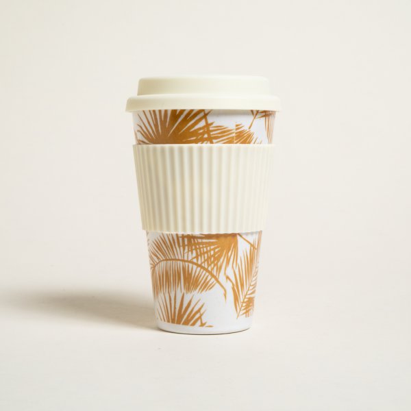 MUG DE FIBRA DE BAMBOO JUNGLE TAPA SILICONA CREAM