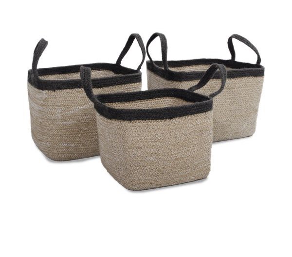Canasto Yute Y Negro M27X27X23