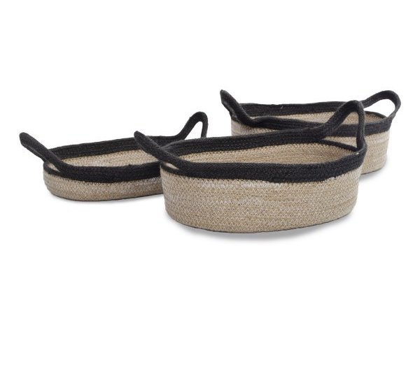 Canasto Yute Y Negro M32X22X10