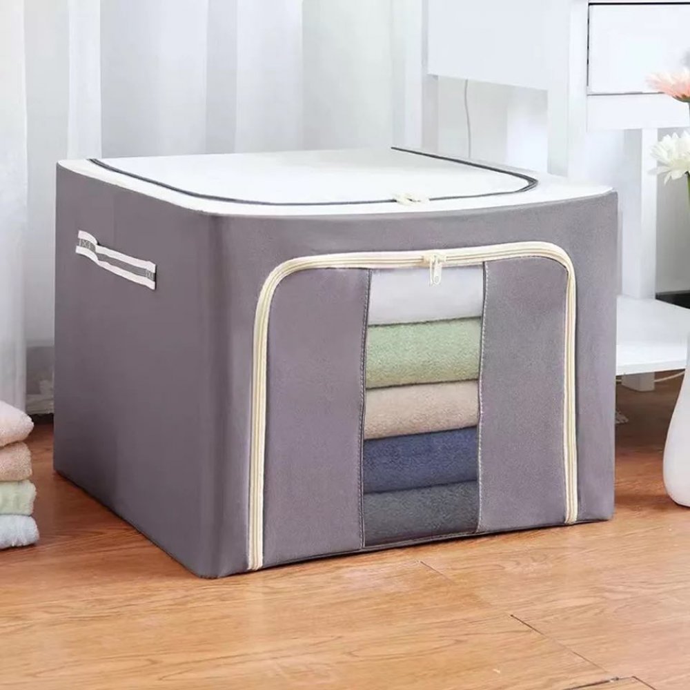 [256298] Cesto Ropa C/Cierre Gris 72Lt 50X40X36Cm