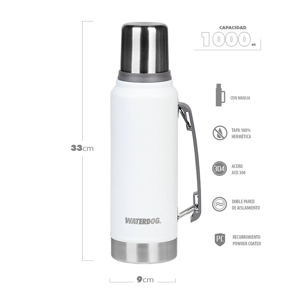 TERMO WATERDOG OMBÚ 1 LT MANIJA PICO CEBADOR BLANCO