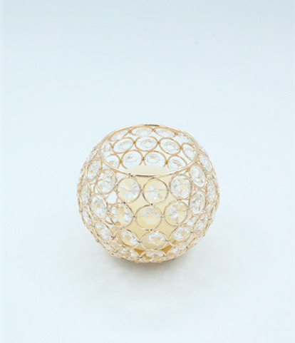 CRYSTAL CANDEL DECO 12 X 11CM. FRENCH GOLD