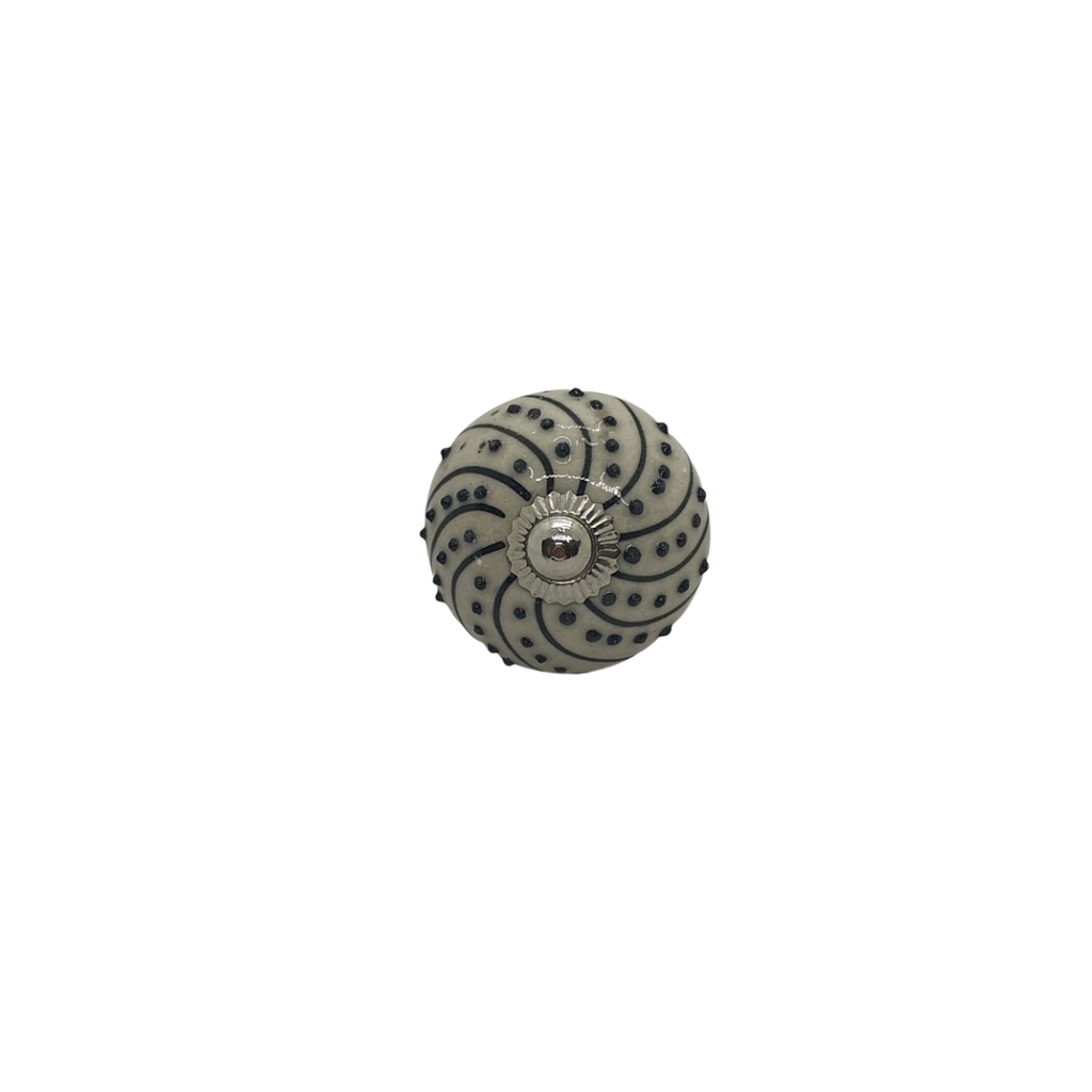 TIRADOR CERAMICA REDONDO ESPIRAL CON RELIEVE